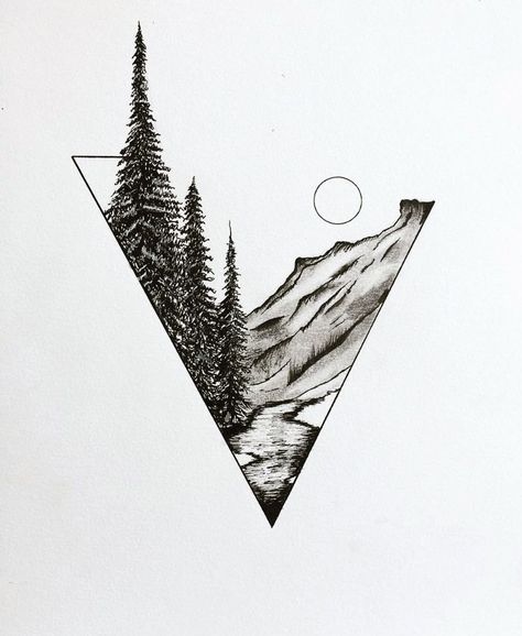 Minimalist Nature Tattoos Men, Glacier National Park Tattoo, Small River Tattoo, Washington Tattoo Ideas, River Tattoo Ideas, Maine Tattoo Ideas, Washington State Tattoo, Stream Tattoo, Creek Tattoo