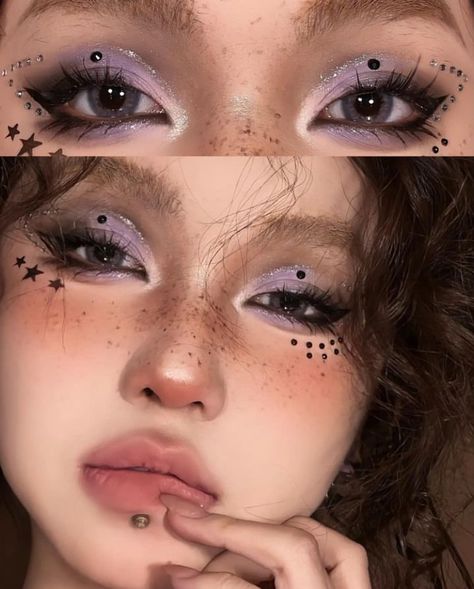 90s Makeup Grunge, Blue Mermaid Makeup, Makeup Ideas Douyin, Eye Makeup Soft Glam, Hoco Makeup Ideas, Maid Makeup, Vampire Bride, Anime Eye Makeup, Punk Makeup