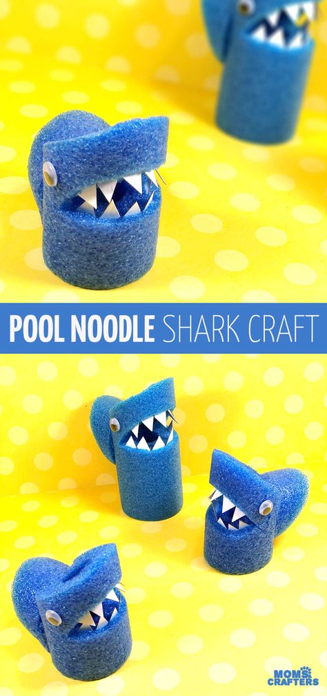 Make this adorable pool noodle shark craft for shark week or summer! This adorable dollar store craft uses pool noodles in a fun repurposed craft for kids. Noodle Crafts, 1st Grade Crafts, Kids Craft Gifts, Pool Noodle Crafts, Shark Craft, Shark Themed Party, Storytime Crafts, Pool Noodle, Summer Craft