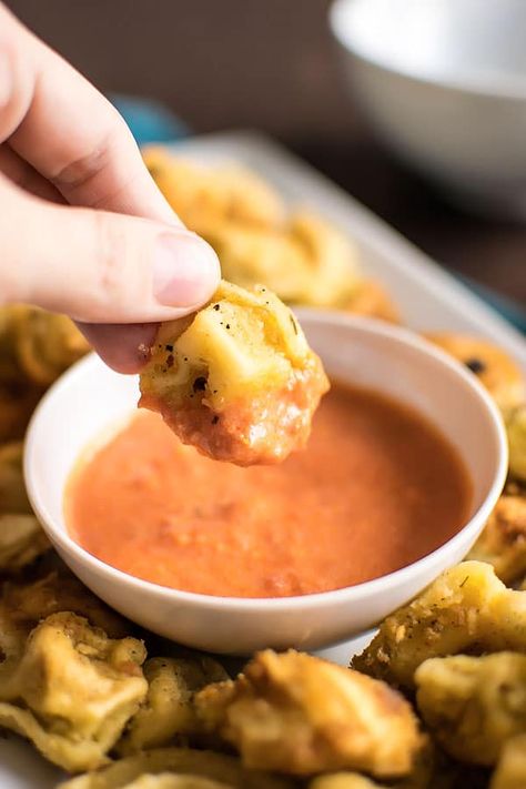 Fried Tortellini with Creamy Marinara Leftover Pasta Recipes, Fried Tortellini, Fried Pasta, Stuffed Shells Ricotta, Marinara Recipe, Easy Cheesy, Sweet Potato Casserole, Potato Casserole, Tortellini