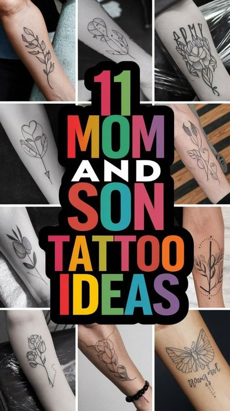 Get inspired by these beautiful mom and son tattoo ideas that symbolize their love and connection. A unique way to show your love. #MomAndSonTattoos #TattooIdeas #LoveTattoos Meaningful Mother And Son Tattoos, Mother Memorial Tattoos Mom For Men, Mother Son Bear Tattoo, Adoption Tattoo Ideas For Men, Tattoo For Your Mom Meaningful, Mother And Kids Tattoo Ideas, Mom Handwriting Tattoo Ideas, Matching Mom Son Tattoos, Mother Son Celtic Knot Tattoo