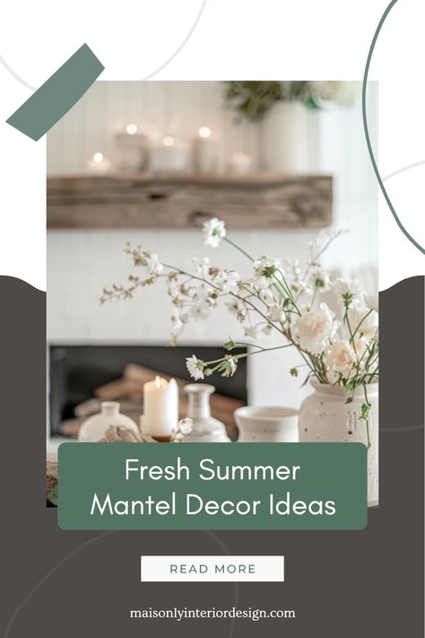 Looking to bring summer vibes to your home? Check out these fresh summer mantel decor ideas that brighten up your fireplace and set the tone for sun-kissed days. Get inspired with simple yet charming décor that radiates warmth through peppy colors and beach-inspired themes. Discover various tips on using natural elements, fresh florals, and personalized accents that make your mantel stand out. Ideal for summer gatherings, these ideas enhance the coziness of your living space while reflecting the joyful spirit of the season! Summer Mantel Decorating Ideas, Foyer Rugs, Modern Mantel, Coastal Office, Faux Fireplace Mantels, Summer Mantel, Mantel Decor Ideas, Mantel Ideas, Mantel Design