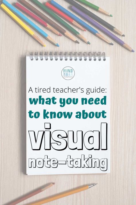 Do you want to teach your students to take visual notes? Not sure how to start? Find out what you need to know about visual note-taking before you get started. #mindroar #mindroarblogpost Middle School Teaching Strategies, Sketch Notes Doodles, Teacher Tired, Visual Note Taking, Teaching High School English, Note Doodles, Doodle Notes, Visual Notes, Resources For Teachers