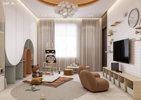 Kids Playroom on Behance Bedroom Minimalist Modern, Modern Kids Playroom, Kids Bedroom Furniture Design, Modern Playroom, Cafe Concept, Neoclassical Interior, Playroom Design, Kids Interior Room, Baby Rooms