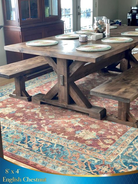 Trestle Table Dining Room, Wood Farm House Table, Farmhouse Table Dining Room, Trestle Table Dining, Farm House Dinning Table Set, Farm Table Dining Room, Big Farm House Tables, Backyard Farm House Table, Farmhouse Trestle Table