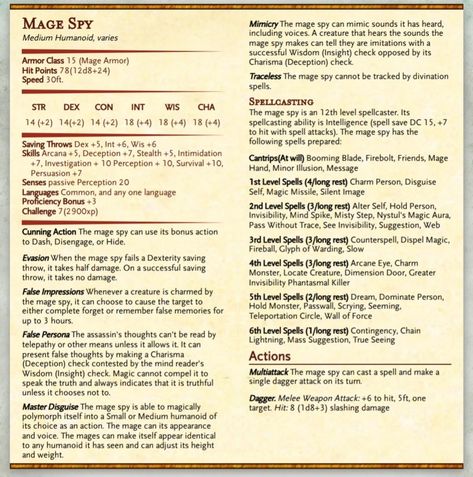 Dnd Npcs Stats, Custom Creatures, Dnd Statblocks, Dnd City, Thieves Guild, Dnd Stats, Dnd Classes, Dungeons And Dragons 5e, Wizard School