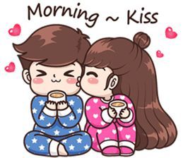 Calin Gif, Morning Kiss, Good Morning Kisses, Morning Kisses, Image Couple, Love Cartoon Couple, Morning Love Quotes, Images Kawaii, Cute Cartoon Images