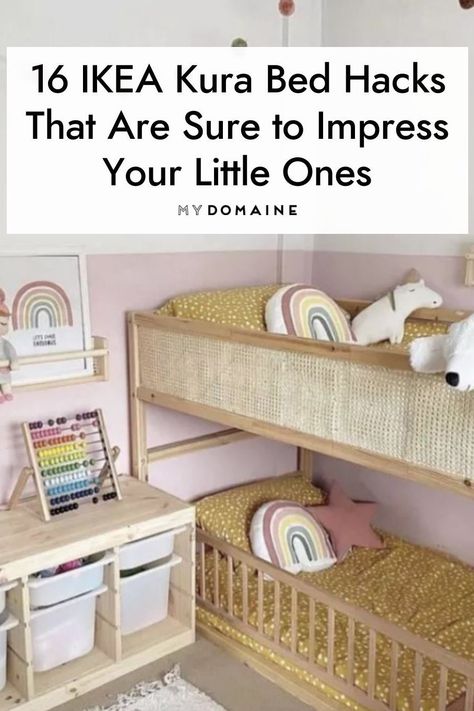 Ikea Kura Bed Crib Hack, Ikea Bed Loft Hack, Ikea Kura With Crib, Kura Bed Crib, Ikea Queen Bed Hack, Ikea Kura Bed Painted, Diy Ikea Kura Bed Plans, Ikea King Bed Hack, Kira Ikea Bed Hack