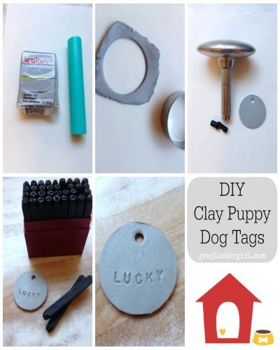 How cute are these DIY clay dog tags?! Clay Dog Tags, Pet Tags Diy, Dog Tags Diy, Dog Paw Balm, Clay Dog, Dogs Diy Projects, Paw Balm, Dog Bakery, Paper Crowns