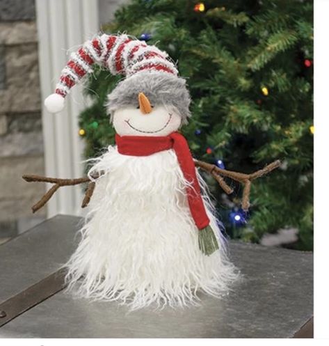 Fabric Snowman, Winter Gnomes, Snowman Doll, Snowman Crafts Diy, Fuzzy Fabric, Christmas Golf, Striped Hat, Handmade Christmas Crafts, Fabric Scarf