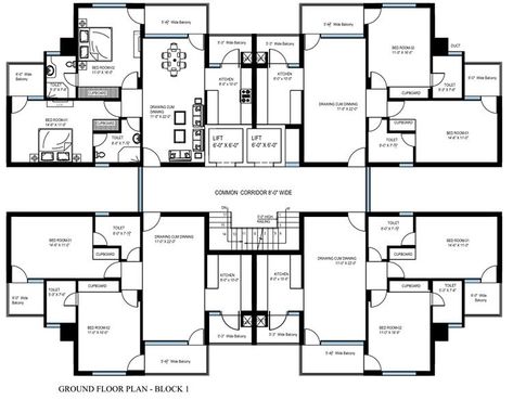 4 Apartment Building Design, 2 Apartment Building Plan, 4 Flats Building Plan, Flat Layout Floor Plans, Small Residential Building Plan, 4 Apartment Building Plan, Apartment Floor Plans Buildings, Residential Building Plan Layout, Hotel Building Plan