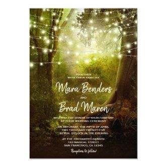 Enchanted Forest Fairy Tale Wedding Invitation | Zazzle.com String Lights Wedding Reception, Prom Invitations, Enchanted Forest Prom, Forest Invitation, Enchanted Forest Party, Enchanted Forest Theme, Wedding Reception Invitations, String Lights Wedding, Lights Wedding