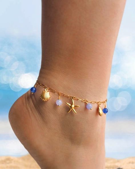 ༄ Are you ready for summer? 🏖️🌴☀️🕶️ The sun is out and the temperature is rising, a great time to add that summer vibe to your outfit with the cute ocean-inspired 𝗔𝗻𝗸𝗹𝗲 𝗕𝗿𝗮𝗰𝗲𝗹𝗲𝘁𝘀✨🐚🌊 Made with shimmering gold stainless steel and 𝗦𝗲𝗮 𝗦𝘁𝗮𝗿 & 𝗦𝗵𝗲𝗹𝗹 pendants that perfectly compliments the blue gemstones 💎 Also available with a 𝗦𝗲𝗮 𝗛𝗼𝗿𝘀𝗲 or in silver 🩶✨ Go check out the webshop: 𝘄𝘄𝘄.𝘀𝗲𝗮𝗯𝘆𝗹𝗼𝘂.𝗰𝗼𝗺 Ps. Want a little summer discount?☀️ Use code: 𝗦𝗨𝗠𝗠𝗘𝗥𝗩𝗜𝗕𝗘 . #anklets #anklebracelet #anklet #ankl... Cute Anklets, Ocean Bracelet, Coastal Summer, Ocean Inspired Jewelry, Summer Anklets, Ocean Jewelry, Dope Jewelry, Sea Star, Ankle Bracelet