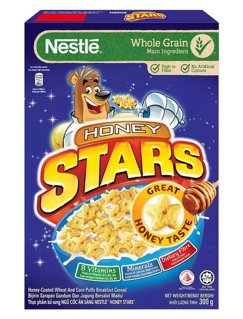 Honey Stars Breakfast Cereal | Nestlé Cereals Trix Cereal, Breakfast Cereal Bars, Healthy Cereal Breakfast, Shower Hostess Gifts, Corn Puffs, Crispy Corn, Cereal Brands, Whole Grain Cereals, Real Honey