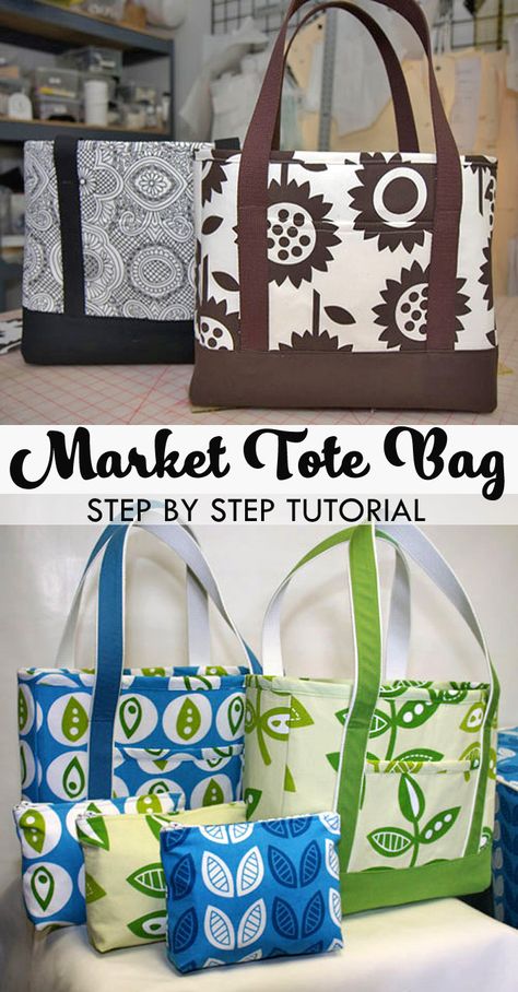 Tote Bag Sewing Tutorial Zippered Tote Bag Pattern, Large Tote Bag Pattern, Quilted Tote Bags Patterns, Sew Tote Bag Pattern, Tote Bag Sewing Tutorial, Grocery Bag Pattern, Tote Bag Sewing, Bag Sewing Tutorial, Tote Bag Pattern Free