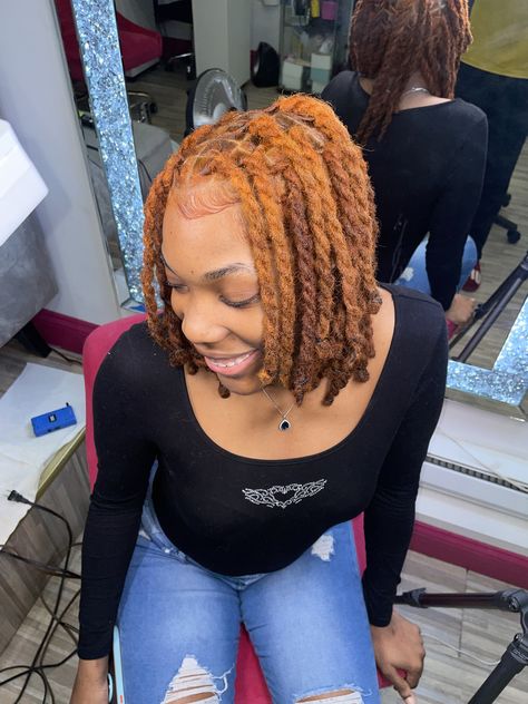 Ginger Tips Locs, Ginger And Brown Locs, Ginger Invisible Locs, Honey Brown Locs Black Women, Ginger Locs Black Women, Orange Locs, Ombre Locs, Locs Colors, Ginger Locs