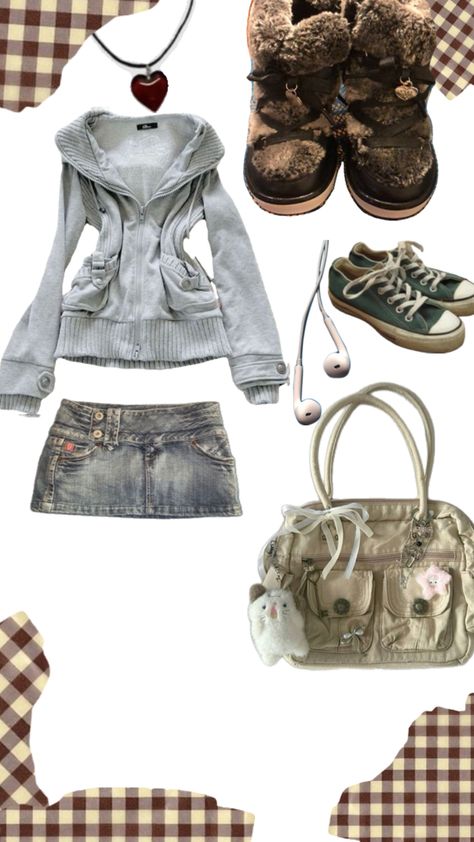 Cute mid autumn/fall outfit Winter Outfit Inspo For School, Bailey Button Uggs Outfit, Autumn Y2k Outfits, Fall Outfit Collage, Hoodie Oufit, Autumn 2000s, Fall Cozy Outfit, Y2k Winter Outfits, Autumn Outfit Inspo