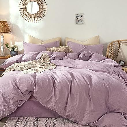 Amazon.com Shopping Cart Light Purple Bedding, Purple Duvet, Purple Bedding Sets, Dark Grey Pillow, Textured Duvet Cover, Purple Bedding, Bedding Duvet, Linen Duvet, Linen Duvet Covers