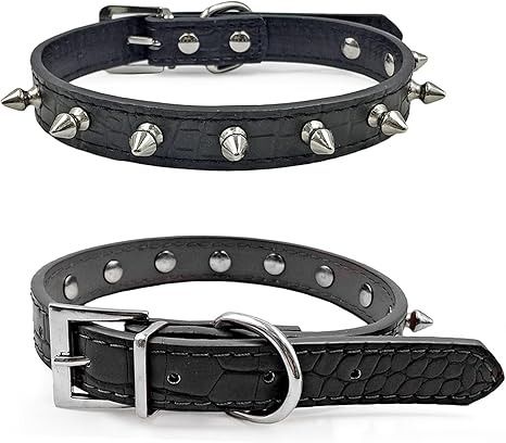 Amazon.com : LESYPET Spiked Dog Collar, Spike Collar for Dogs Kiten Punk PU Leather Spiked Cat Collar Adjustable Puppy Collars, Black XS : Pet Supplies Cat With Spike Collar, Hypoallergenic Puppies, Spiked Dog Collar, Tibetan Terrier, Puppy Collars, Pet Life, Cat Collar, Leather Collar, Black Xs