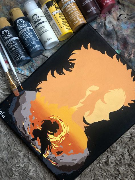 Rengoku Canvas Painting, Acrylic Painting Ideas Anime, Demon Slayer Acrylic Painting, Anime Painting Acrylic Canvas, Demon Slayer Painting Easy, Deep Painting Ideas, Demon Slayer Painting Canvas, Demon Slayer Canvas Painting, Painting Ideas On Canvas Anime