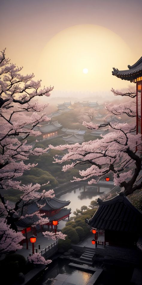 Whatsapp Wallpapers Hd, Japanese Wallpaper Iphone, Look Wallpaper, Asian Landscape, Wallpaper Estetika, Iphone Wallpaper Aesthetic, Cherry Blossom Trees, Japanese Art Prints, Wallpaper Iphone Wallpaper