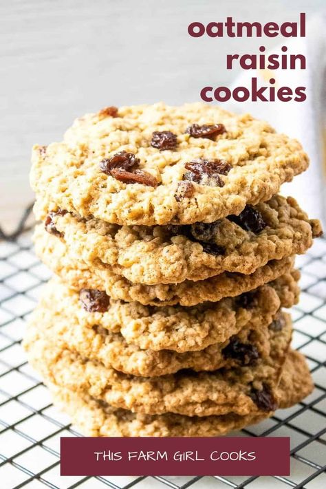 What could be better than a made from scratch soft and chewy oatmeal cookie with raisins? Just a add a glass of milk for the best dessert cookie ever! #cookie #oatmeal #oatmealraisin Homemade Oatmeal Raisin Cookies, Oatmeal Craisin Cookies, Easy Oatmeal Raisin Cookies, Craisin Cookies, Insomnia Cookies, Soft Cookie Recipe, Cookie Recipes Oatmeal Raisin, Homemade Oatmeal, Easy Oatmeal