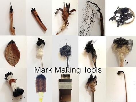 Mark making tools from nature & everyday objects~The Visionary ART Workshop Mark Making Tools, Drawing Machine, Art Instructions, Visionary Art, Art Workshop, Making Tools, Art Brushes, Art Tools, Mark Making