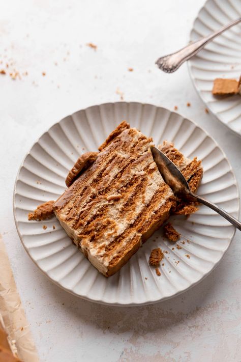 Biscoff Cookie Butter, Dark Chocolate Cookies, Biscoff Cookies, Cookie Butter, Icebox Cake, Homemade Whipped Cream, Ice Box, Butter Cake, Loaf Pan