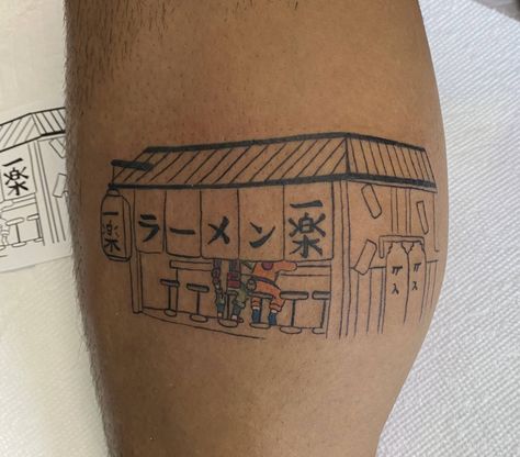 Naruto Tattoo Chest, Ichiraku Ramen Tattoo, Naruto Ramen Tattoo, Naruto Jiraiya Tattoo, Naruto Minimalist Tattoo, Naruto Tattoo Ideas Minimalist, Minimalistic Anime Tattoo, Jiraiya Tattoo, Ramen Tattoo