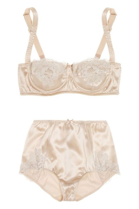 Dolce & Gabbana Lace-Trimmed Stretch-Silk Satin Balconette Bra, $174; theoutnet.com Dolce & Gabbana High-Rise Lace-Trimmed Stretch-Silk Satin Briefs, $122; theoutnet.com Quoi Porter, Lingerie Inspiration, Best Lingerie, Balconette Bra, Wedding Lingerie, Designer Lingerie, Bridal Lingerie, Vintage Lingerie, Lingerie Collection