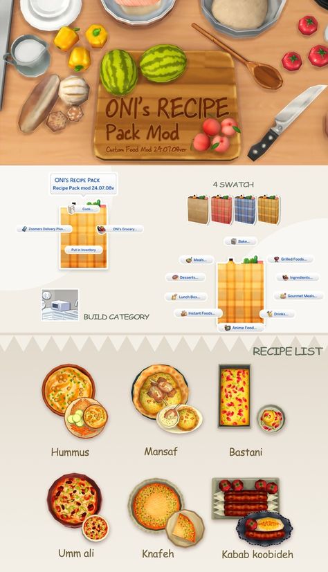 Cc Mods, Instant Recipes, Food Lists, Grilling Recipes, Gourmet Recipes, Sims 4, Lunch Box, Baking