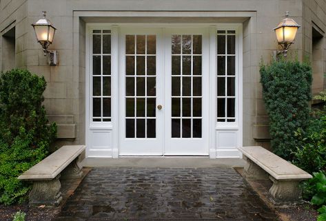 French Door Buying Guide What is the French Door? Surely we have all heard of French doors, as they are one of the most popular types of patio entry doors. But what qualifies as a French door? French doors are hinged glass double doors that open from the center and contain glass panes on either … Jendela Vintage, French Doors With Sidelights, Exterior Design Backyard, French Doors Living Room, Exterior Patio Doors, French Entry Doors, French Doors Exterior, Double French Doors, Glass French Doors