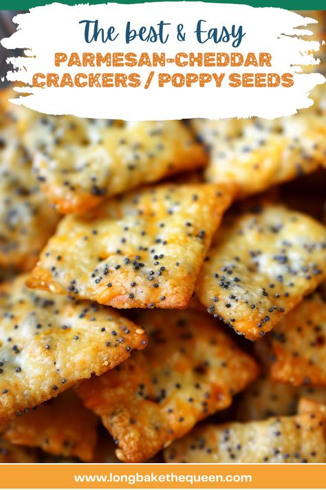 Indulge in homemade Parmesan-Cheddar Crackers, a perfect blend of rich Parmesan, tangy cheddar, and crunchy poppy seeds. These crackers are not just a treat to your taste buds but also a feast for the eyes, making them the ultimate snack for any gathering. Easy to make and even easier to love, they're sure to become a staple in your recipe collection. Ready to elevate your snack game? Dive into the recipe and start baking these gourmet crackers today. Don't forget to save and share! Asiago Black Pepper Crackers, Crunchmaster Crackers Recipes, Easy Homemade Cracker Recipe, Homemade Rice Crackers, Dill Crackers Recipe, Healthy Crackers Recipe, Flavored Crackers Recipes, Snack Crackers Recipes, Cracker Recipes Homemade