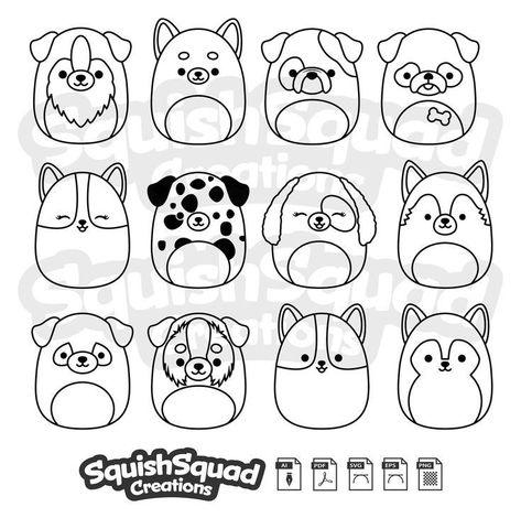 Squishmallows Drawing, Squish Squad, Cute Squishmallows, Miniature School, Animal Doodles, Felt Patterns, Cute Doodles Drawings, Cricut Joy, Circuit Design