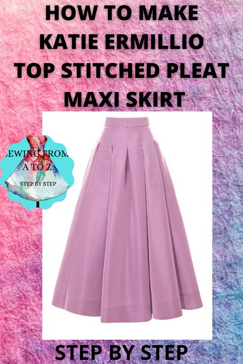 Pleated Maxi Skirt Sewing Pattern, Making A Pleated Skirt, Long Pleated Skirt Pattern, Sewing Pleated Skirt, Long Skirt Pattern Sewing, Flare Skirt Pattern, Simplicity Skirt Patterns, Pleated Skirt Tutorial, Maxi Skirt Sewing Pattern