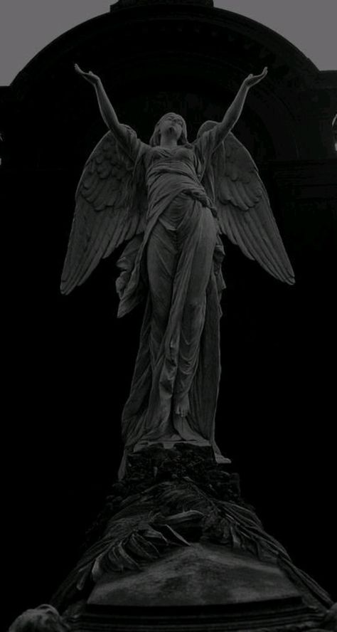 Fallen Angel Wallpaper Dark, Dark Gothic Art Fallen Angels, Cathedral Aesthetic Dark, Angel Grunge Aesthetic, Dark Rock Aesthetic, Angel Astethic, Fallen Angel Statue, Fallen Angel Wallpaper, Fallen Angel Oc