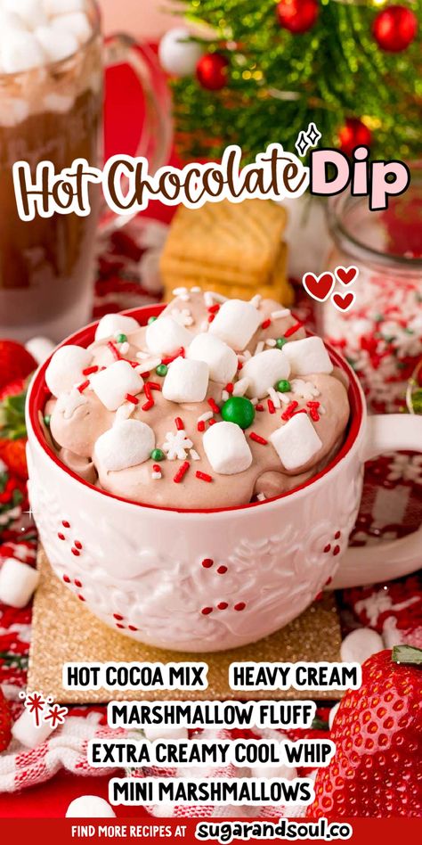 Sugar Cookies Dipped In White Chocolate, Christmas Cookie Walk Ideas, Hot Chocolate Fluff, Hot Coco Dip Recipe, Hot Cocoa Dip With Marshmallow Fluff, Christmas Dips For Parties Sweet, Hot Coco Dip, Hot Cocoa Dip Recipe, New Years Eve Snacks For Kids