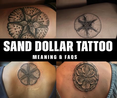 What is the symbolic meaning behind a sand dollar tattoo? Sand Dollar Tattoo For Women, Sandollar Tattoo Sand Dollars, Brass Knuckle Tattoo, Sand Dollar Tattoo, Ocean Theme Tattoos, Dollar Tattoo, Fingerprint Tattoos, Seashore Decor, Starfish Tattoo