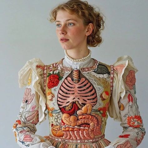 Anatomic sweaters by Davids Zauder Textile Art Clothing, Diy Dress Costume, Men In Dresses Fashion, Men In Dresses Aesthetic, Momento Mori Art, David Szauder, Embroidering Clothes, Sleep Fashion, Weird Clothes