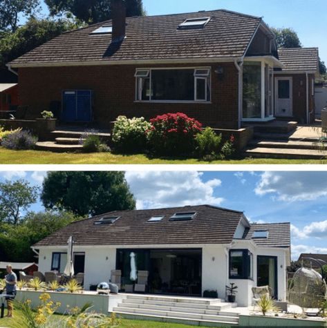 Open plan garden bungalow renovation - IMAGE: @oursheffieldrenovation Open Plan Bungalow Layout Uk, Small Bungalow Remodel, Bungalow Conversion Uk, 1970s Bungalow Renovation, 70s Bungalow Renovation, Bungalow Renovation Before And After Uk, 1970 Bungalow, Modern Bungalow Interior, Bungalow Extension Plans