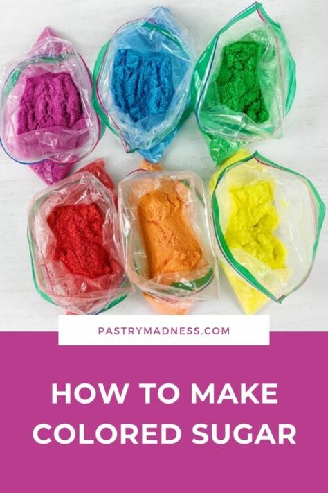 Diy Colored Sugar, How To Color Sugar, How To Make Colored Sugar, Edible Glitter Recipe, Hanukkah Crafts For Kids, Sugar Decorations For Cakes, Crazy Cupcakes, Cake Book, Cottage Food