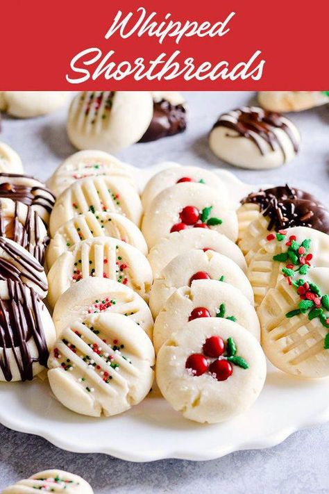 Decorate With Chocolate, Cookies Snickerdoodle, Cookie Healthy, Frosting Cookies, Buttery Cookie, Whipped Shortbread, Smores Dessert, Whipped Shortbread Cookies, Christmas Baking Cookies