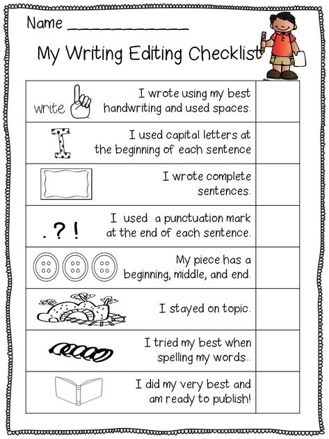 Journal Checklist, Writing Complete Sentences, Editing Checklist, 2nd Grade Writing, Primary Ideas, Book Editing, Complete Sentences, Punctuation Marks, School Dress