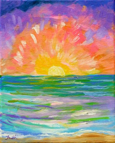 Sun Paintings, Acrylic Beginner, Sunshine Painting, Skyscape Art, Master Oil Painting, Painting Sunrise, Sun Abstract, Abstract Ocean Painting, Painting Sky