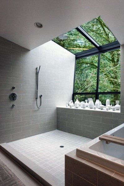 Top 70 Best Shower Window Ideas - Bathroom Natural Light Shower Windows Ideas, Top Bathroom Design, Open Bathroom, Open Showers, Shower Area, Window In Shower, Large Bathroom, Bad Inspiration, Bathroom Design Inspiration