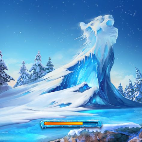 Robot Animal, Ice Cave, World Water, Snowy Mountain, Photoshop Painting, Landscape Concept, Scenic Photography, Game Illustration, Game Background