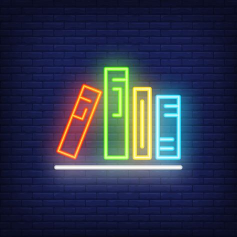 Books on shelf neon sign. various colorf... | Free Vector #Freepik #freevector #banner #school #book #icon Books On Shelf, Books Icon, Banner School, Neon Rouge, Book Icon, Neon Wall Art, Neon Words, Neon Style, New Retro Wave