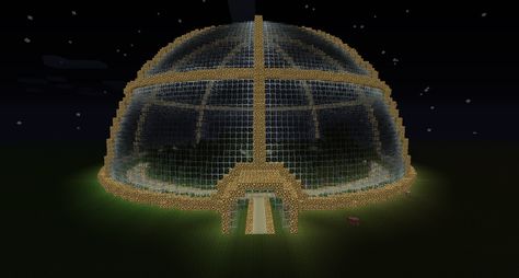 Eco-Dome Minecraft Project Minecraft Bubble House, Minecraft Underwater Dome, Minecraft Glass Dome Roof, Minecraft Dome Ideas, Dome Minecraft Build, Dome Roof Minecraft, Minecraft Dome House, Minecraft Dome Blueprint, Dome In Minecraft