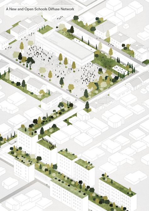 Landscape Diagram, Axonometric Drawing, Urban Design Diagram, Urban Analysis, Urban Design Graphics, Urban Design Plan, Desain Editorial, Architecture Collage, Architecture Graphics