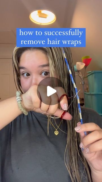 dani on Instagram: "after the hair wrap tutorial, here’s the highly requested hair wrap removal tutorial! ✂️🎀‼️ hair wraps are a great fun style for all hair types, and this removal is so quick and easy! hope this helps☺️  #summer #summervibes #summerhair #summeraesthetic #hair #hairstyle #hairstylist #hairstyles #hairtutorial #hairtransformation #hairwrap #hairwraps #hairwrapping #hairgoals #hairfashion #hairvideos #bucketlist #summerbucketlist #pinterestsummer #hairwraptutorial #hairwrapremoval" How To Remove Hair Wraps, How To Wrap Your Hair, Hairwrap Hairstyles Natural Hair, How To Do A Hair Wrap, Hair Wrap Patterns, Hair Wrap Ideas, Hair Wrap Tutorial, Hair Curling Tutorial, Wrap Tutorial